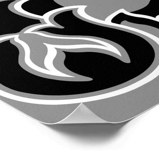 Rococo Damask Lg Pattern Grey Black White Poster (Ecke)