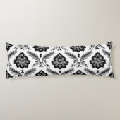 Rococo Damask Lg Pattern Grey Black White Seitenschläferkissen (Rückseite)