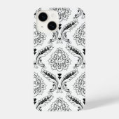 Rococo Damask Line Pattern Black on White iPhone Hülle (Rückseite)