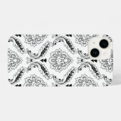 Rococo Damask Line Pattern Black on White iPhone Hülle (Rückseite (Horizontal))