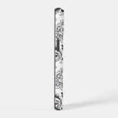 Rococo-Damask-Linienmuster Schwarz auf Weiß iPhone 15 Hülle (Rechte Seite)