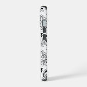 Rococo-Damask-Linienmuster Schwarz auf Weiß iPhone 15 Hülle (Linke Seite)
