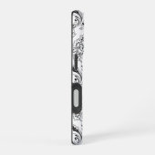 Rococo-Damask-Linienmuster Schwarz auf Weiß iPhone 16 Hülle (Rechte Seite)