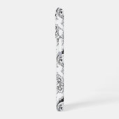 Rococo-Damask-Linienmuster Schwarz auf Weiß iPhone 16 Hülle (Linke Seite)
