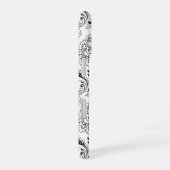 Rococo-Damask-Linienmuster Schwarz auf Weiß iPhone 16 Hülle (Rechte Seite)