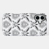 Rococo-Damask-Linienmuster Schwarz auf Weiß iPhone Hülle (Rückseite (Horizontal))