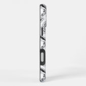 Rococo-Damask-Linienmuster Schwarz auf Weiß iPhone Hülle (Rechte Seite)