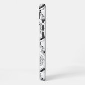 Rococo-Damask-Linienmuster Schwarz auf Weiß iPhone Hülle (Linke Seite)