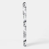Rococo-Damask-Linienmuster Schwarz auf Weiß iPhone Hülle (Linke Seite)