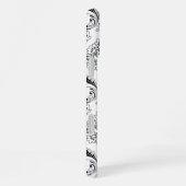 Rococo-Damask-Linienmuster Schwarz auf Weiß iPhone Hülle (Rechte Seite)