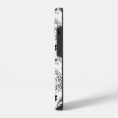 Rococo-Damask-Linienmuster Schwarz auf Weiß iPhone Hülle (Linke Seite)