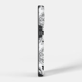 Rococo-Damask-Linienmuster Schwarz auf Weiß iPhone Hülle (Rechte Seite)