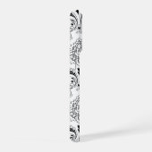 Rococo-Damask-Linienmuster Schwarz auf Weiß iPhone Hülle (Rechte Seite)