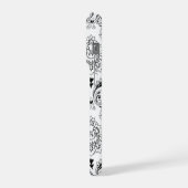 Rococo-Damask-Linienmuster Schwarz auf Weiß iPhone Hülle (Linke Seite)