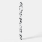 Rococo-Damask-Linienmuster Schwarz auf Weiß iPhone Hülle (Rechte Seite)