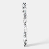 Rococo-Damask-Linienmuster Schwarz auf Weiß iPhone Hülle (Linke Seite)