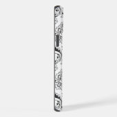 Rococo-Damask-Linienmuster Schwarz auf Weiß iPhone Hülle (Rechte Seite)