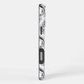 Rococo-Damask-Linienmuster Schwarz auf Weiß iPhone Hülle (Rechte Seite)