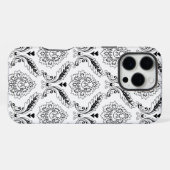 Rococo-Damask-Linienmuster Schwarz auf Weiß iPhone Hülle (Rückseite (Horizontal))