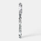 Rococo-Damask-Linienmuster Schwarz auf Weiß iPhone Hülle (Rechte Seite)