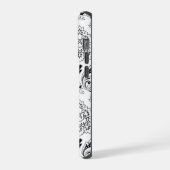 Rococo-Damask-Linienmuster Schwarz auf Weiß iPhone Hülle (Linke Seite)