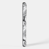 Rococo-Damask-Linienmuster Schwarz auf Weiß iPhone Hülle (Rechte Seite)