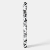 Rococo-Damask-Linienmuster Schwarz auf Weiß iPhone Hülle (Linke Seite)