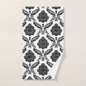 Rococo Damask Mixed Pattern Black on White Badhandtuch Set (Handtuch)