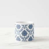Rococo-Damask-Muster Blau auf Weiß Espressotasse (Vorderseite)