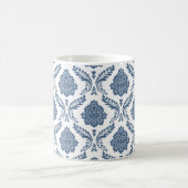 Rococo-Damask-Muster Blau auf Weiß Kaffeetasse (Mittel)