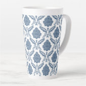 Rococo-Damask-Muster Blau auf Weiß Milchtasse (Rechte Ecke)