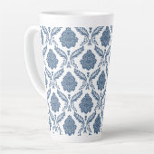 Rococo-Damask-Muster Blau auf Weiß Milchtasse (Linke Ecke)