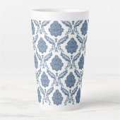 Rococo-Damask-Muster Blau auf Weiß Milchtasse (Vorderseite)
