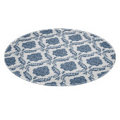 Rococo-Damask-Muster Blau auf Weiß Schneidebrett (Ecke)