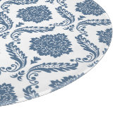 Rococo-Damask-Muster Blau auf Weiß Schneidebrett (Ecke)