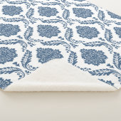 Rococo-Damask-Muster Blau auf Weiß Sherpadecke (3/4)