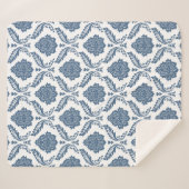 Rococo-Damask-Muster Blau auf Weiß Sherpadecke (Vorderseite (Horizontal))