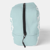 Rococo-Damask-Muster Enteneiblau auf Weiß Waschbeutel (Rechts)