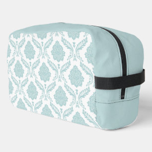 Rococo-Damask-Muster Enteneiblau auf Weiß Waschbeutel