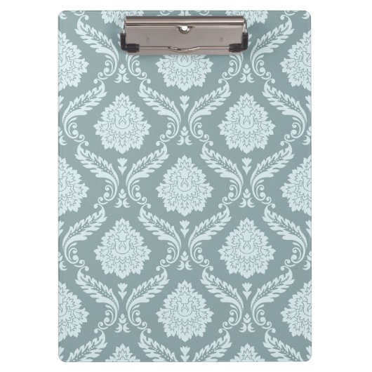 Rococo-Damask-Muster Enteneiblau+Türkis Klemmbrett (Vorderseite)
