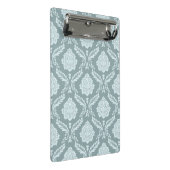 Rococo-Damask-Muster Enteneiblau+Türkis Mini Klemmbrett (Schrägansicht)