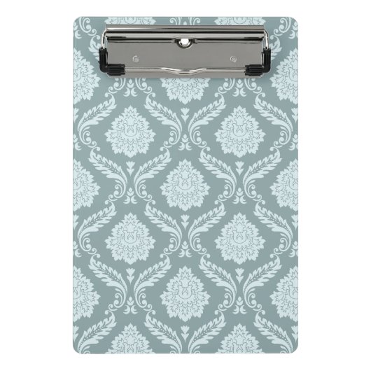Rococo-Damask-Muster Enteneiblau+Türkis Mini Klemmbrett (Vorderseite)