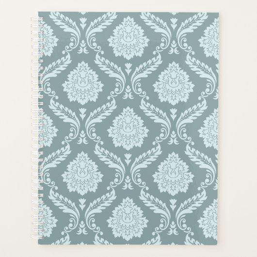 Rococo-Damask-Muster Enteneiblau+Türkis Planer (Vorderseite)