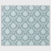 Rococo-Damask-Muster Enteneierblau+Türkis Geschenkpapier (Flach)