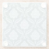 Rococo-Damask-Muster Enteneierblau+Türkis Glasuntersetzer (Rückseite)