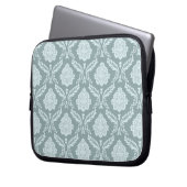 Rococo-Damask-Muster Enteneierblau+Türkis Laptopschutzhülle (Vorderseite Links)