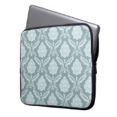 Rococo-Damask-Muster Enteneierblau+Türkis Laptopschutzhülle (Vorderseite Links)