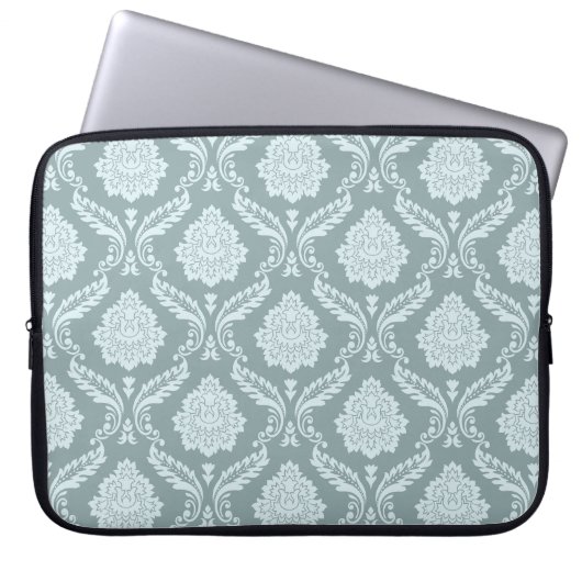 Rococo-Damask-Muster Enteneierblau+Türkis Laptopschutzhülle (Vorderseite)