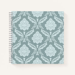 Rococo-Damask-Muster Enteneierblau+Türkis Notizblock