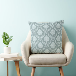 Rococo-Damask-Muster Entengrün+Türkis Kissen